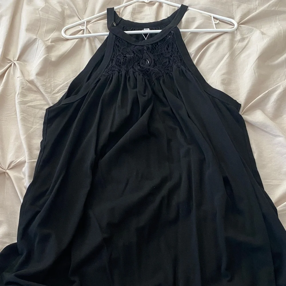 Black Halter Neck Top with Lace Detail - Picture 1 of 2
